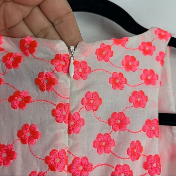 J. Crew Sleeveless Embroidered Pink Floral Dress Pockets Fit Flare Women's Sz 6 - Picture 6 of 9